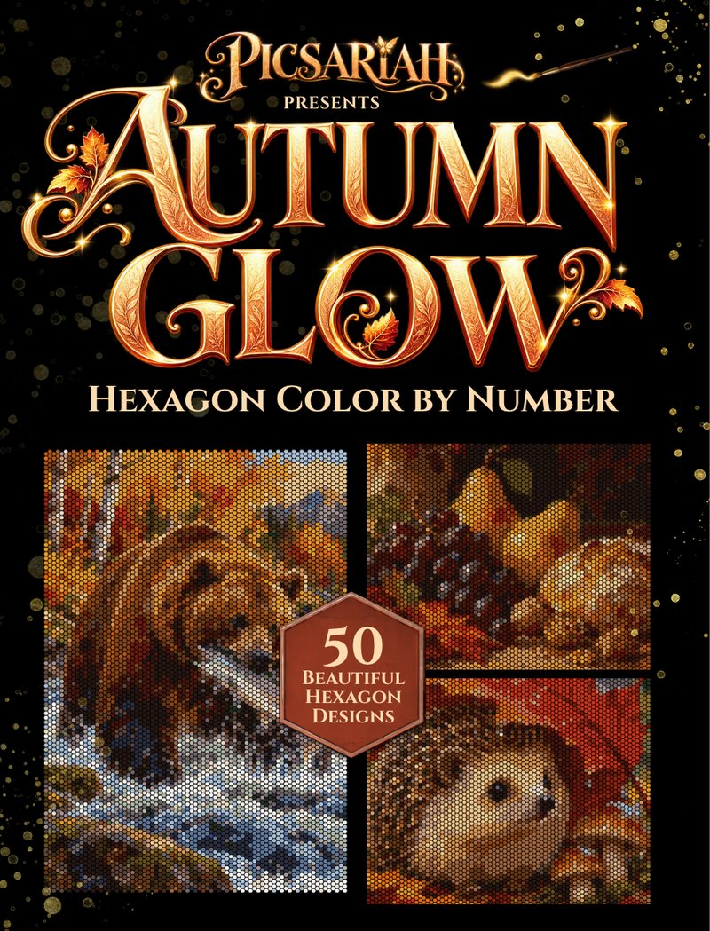 Autumn Glow — hexagon color by number book